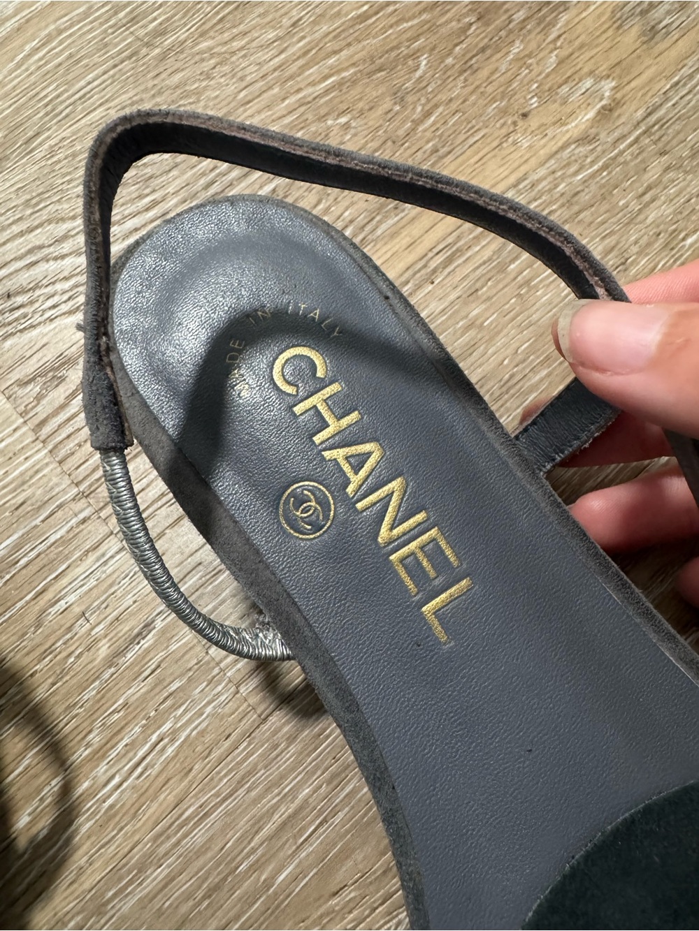 Chanel Gray Suede Slingback - Picture 2 of 5